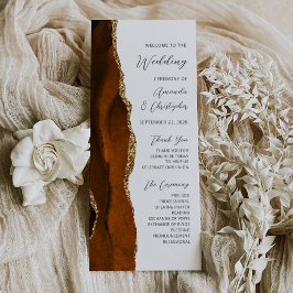 Programa de Casamento em Ágata Dourada Laranja Que