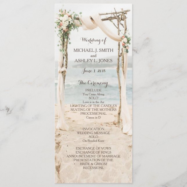 Programa de Casamento em Arbor de Praia (Frente)