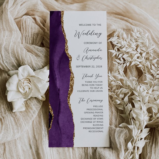 Programa de Casamento em Caligrafia de Ágata Doura (Criador carregado)