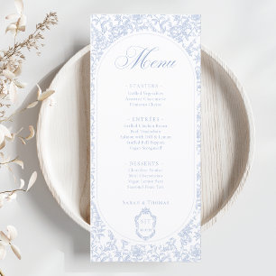 Programa de Casamento em Chinoiserie Floral Azul e