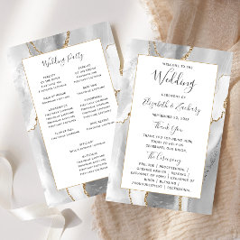 Programa de Casamento em Cinza Branco e Ágata Dour
