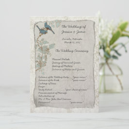 Programa de Casamento em Damask com Pássaros em Ve