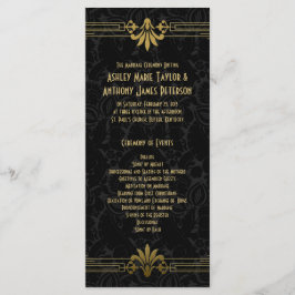 Programa de Casamento em Deco da Arte Dourada Negr