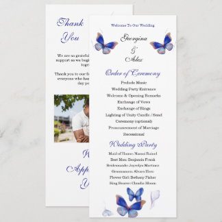 Programa de Casamento em Foto Editável Azul Minima