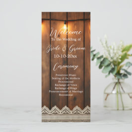 Programa de Casamento em Madeira Rústica e Renda