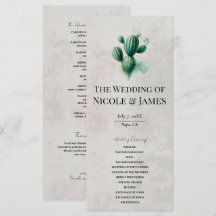 Programa de Casamento em Pedra de Cacto Verde Aqua