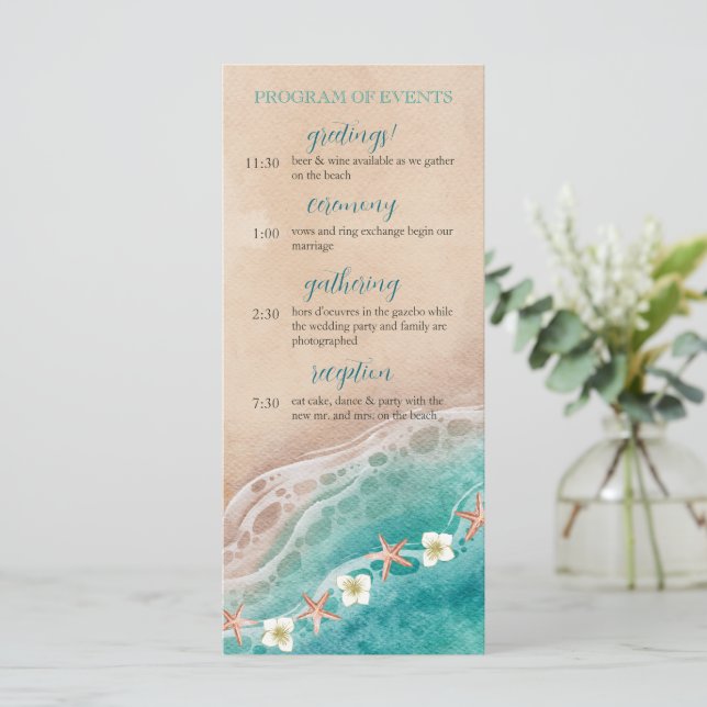 Programa de Casamento em Praia da Aquarela Sonhos (Em pé/Frente)