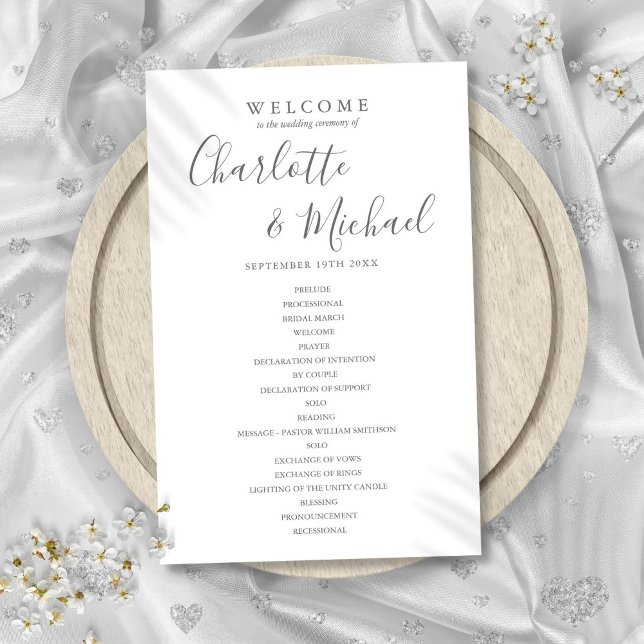 Programa de Casamento em Script de Assinatura Eleg (Elegant Signature Script Wedding Program)