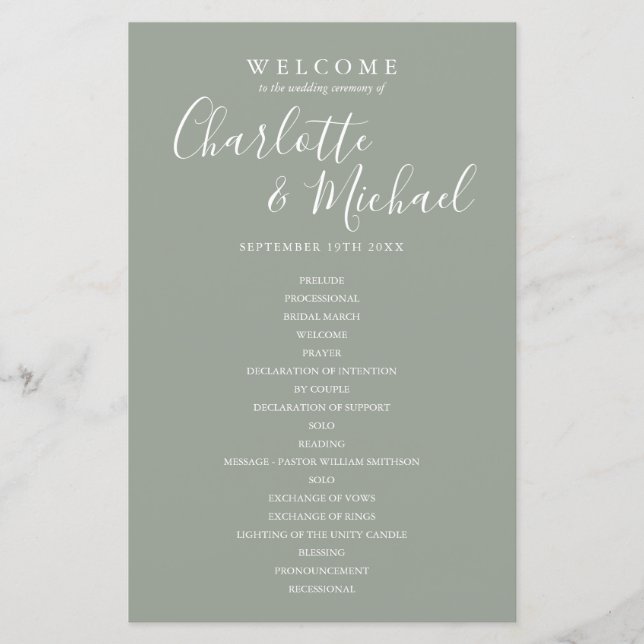 Programa de Casamento em Script Elegante com Sabor (Frente)
