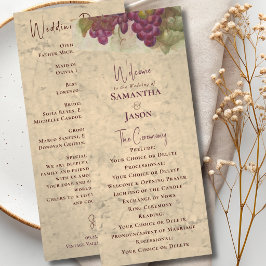 Programa de Casamento em Vinhedo Rústico Elegante 