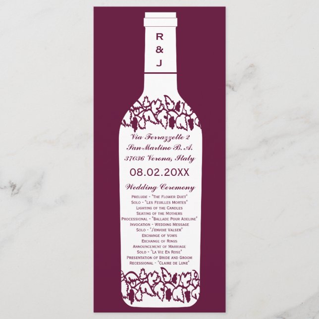Programa de Casamento em Vinícola (Frente)