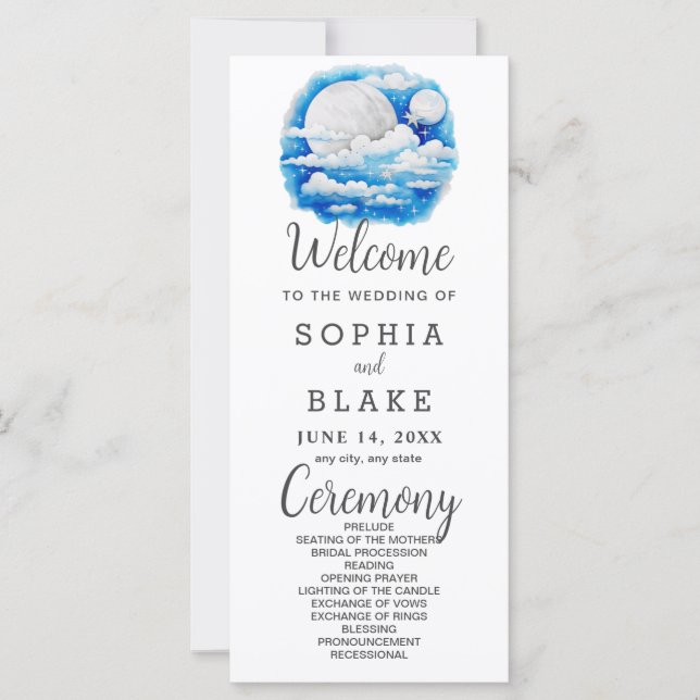 Programa de Casamento Estelar Lua Cheia Branco (Frente)