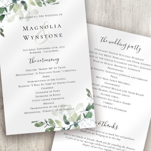 Programa de Casamento Eucalyptus do ORÇAMENTO (Criador carregado)