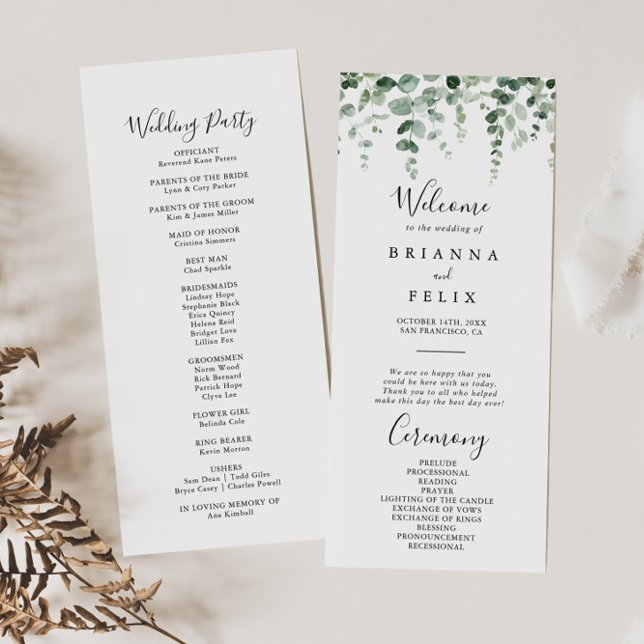 Programa de Casamento Eucalyptus Minimalista Elega (Criador carregado)
