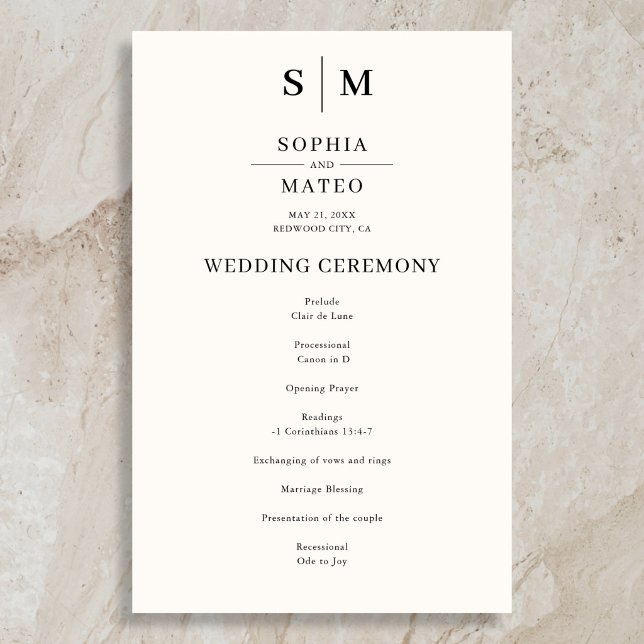 Programa de Casamento Fall Monogram Clássico Branc (Criador carregado)