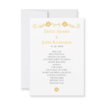 Programa de Casamento Floral Amarelo-Branco e ouro