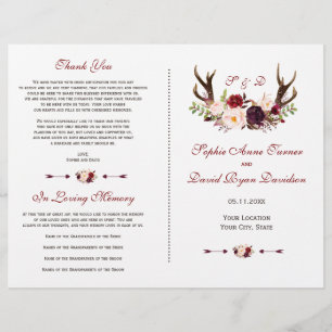 Programa de Casamento Floral Antílope Marsala Borg