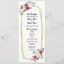Programa de Casamento Floral Aquarela Menu Creme V