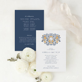 Programa de Casamento Floral Art Nouveau Monograma