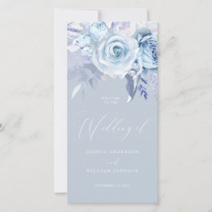 Programa de Casamento Floral Azul Bonito