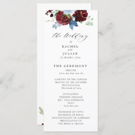 programa de casamento floral azul-burgundy