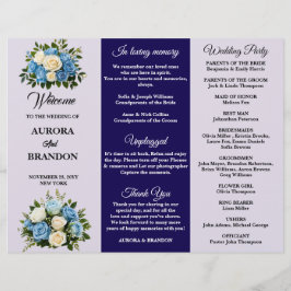 Programa de Casamento Floral Azul e Branco Persona