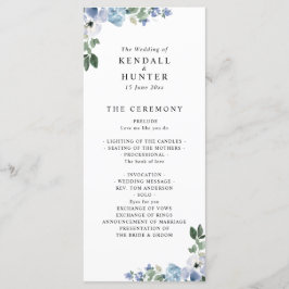 programa de casamento floral azul e verde