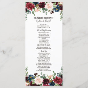 Programa de Casamento Floral Azul Marinho Merlot E