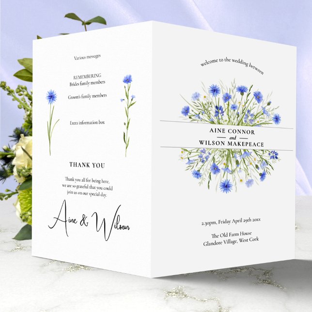 Programa de Casamento Floral Azul Pálido (Criador carregado)