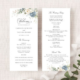 Programa de Casamento Floral Azul Poeirento Branco