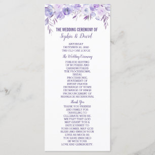 Programa de Casamento Floral Azul Púrpura Claro
