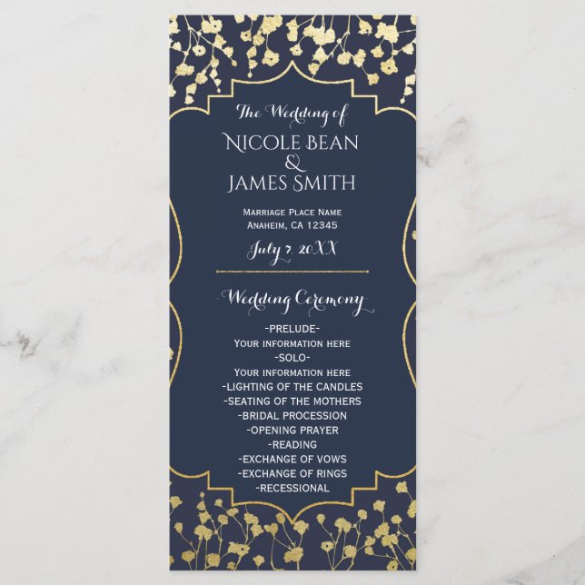 Programa de Casamento Floral Azul Respiração do Be (Frente)