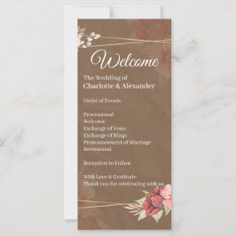 Programa de Casamento Floral Bege Rústico