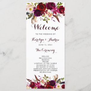 Programa de Casamento Floral Boêmio Borgonha Marsa