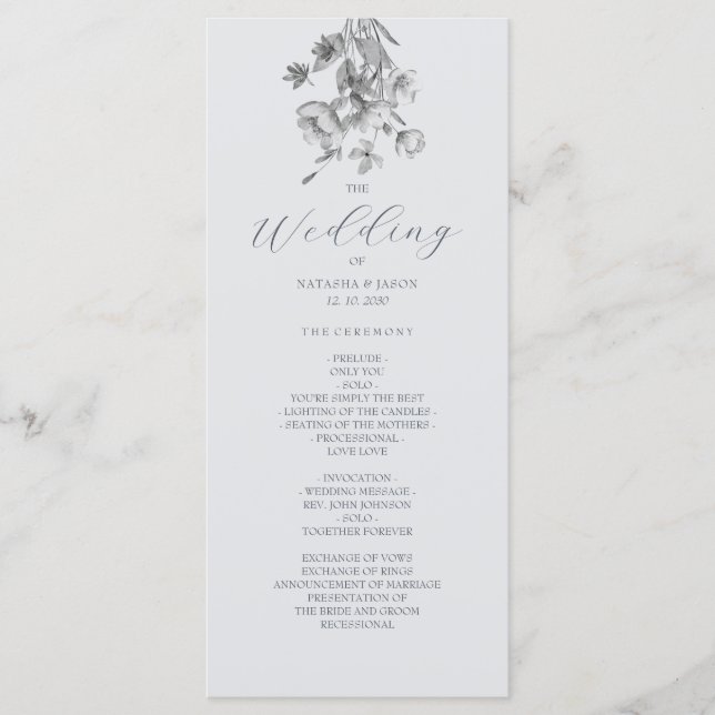Programa de Casamento Floral Boho Prata (Frente)