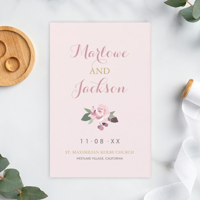 Programa de Casamento Floral Boho rosa Pink Peony (Criador carregado)