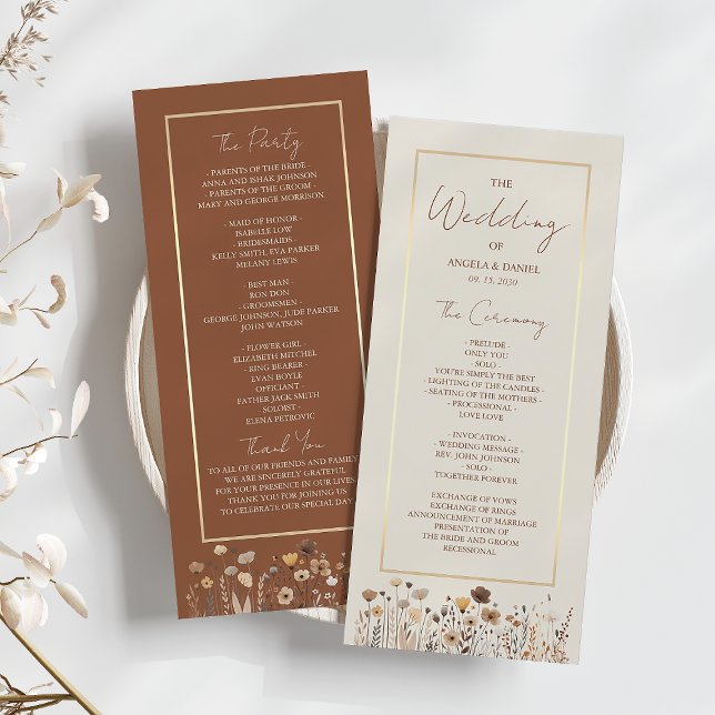 Programa de Casamento Floral Boho Rústico (Criador carregado)