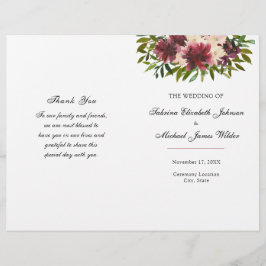 Programa de Casamento Floral Borgonha Dobrado