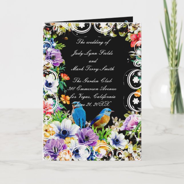 Programa de Casamento Floral Botânico e Pássaros A (Frente)