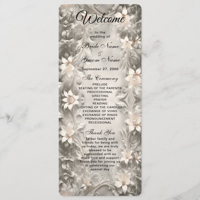 Programa de Casamento Floral Branco (Frente)