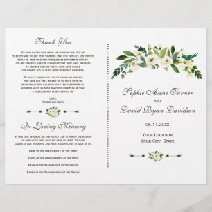 Programa de Casamento Floral Branco Elegante