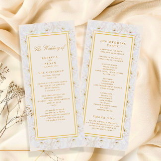 Programa de Casamento Floral Branco Elegante Marfi
