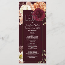 Programa de Casamento Floral Burgundy