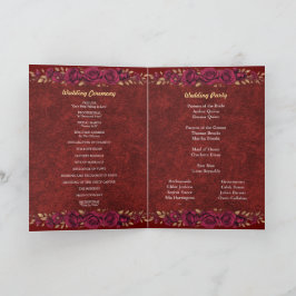 Programa de Casamento Floral Burgundy & Dourado de