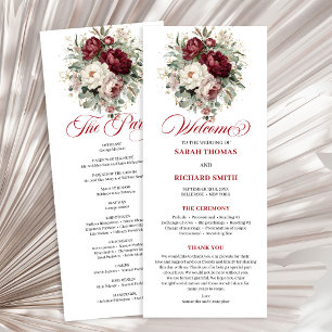 Programa de Casamento Floral Burgundy Opulento Ros