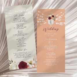 Programa de Casamento Floral Burgundy Rústico