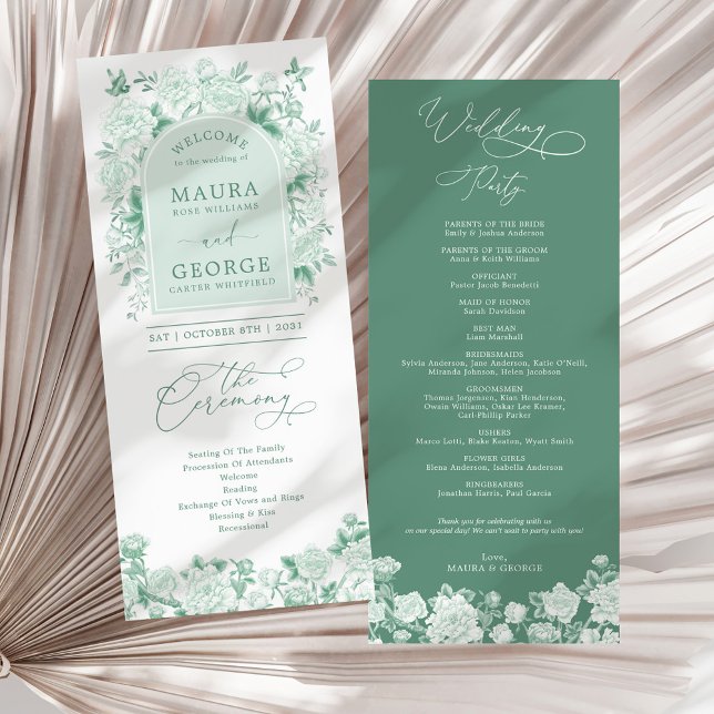 Programa de Casamento Floral Chic Sage Green Chino (Criador carregado)