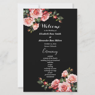 Programa de casamento floral com rosas vermelhas c