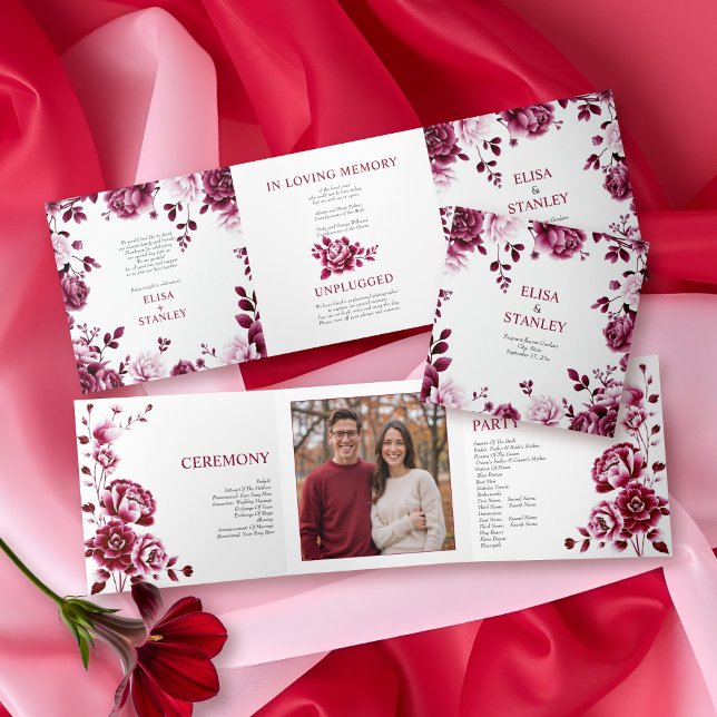 Programa de casamento floral da Chinoiserie (Criador carregado)