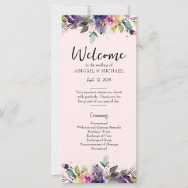 Programa de Casamento Floral de abstrato Watercolo